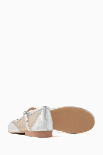 Lily Ballerinas in Leather & Mesh