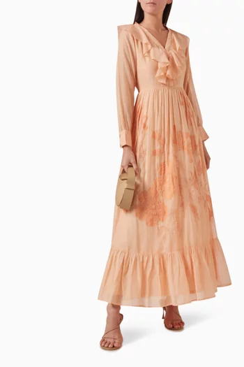 Larissa Embroidered Maxi Dress in Cotton-silk