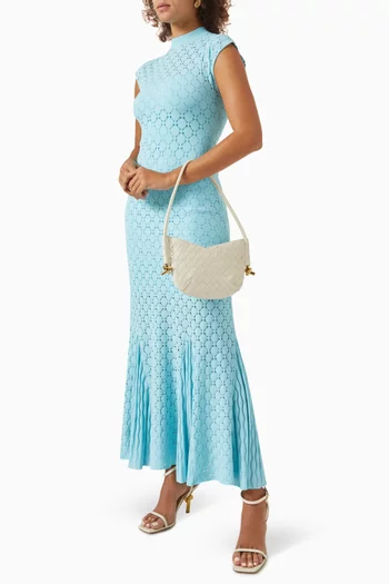 Mini Solstice Shoulder Bag in Intrecciato Leather