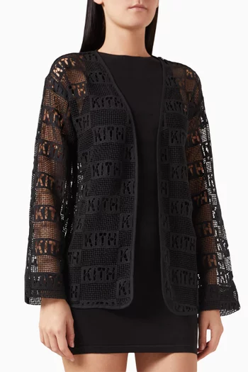 Ethan Logo Cardigan in Cotton Lace