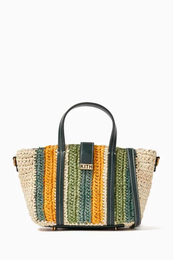 Mini Striped Raffia Tote Bag