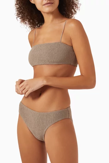 Mid-rise Bikini Briefs in Smocked Jersey