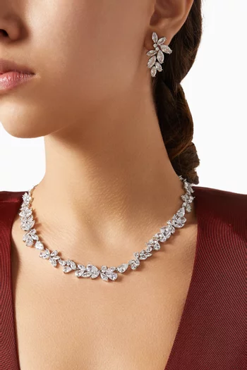 Fallen Leaf Tennis Necklace in Sterling Silver