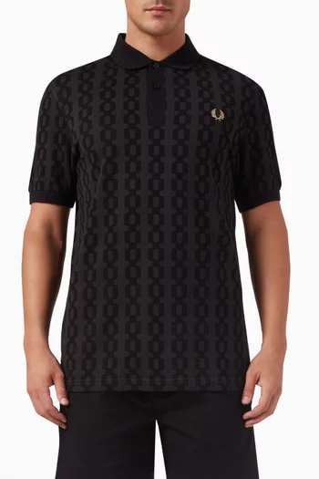 Cable Print Polo Shirt in Cotton