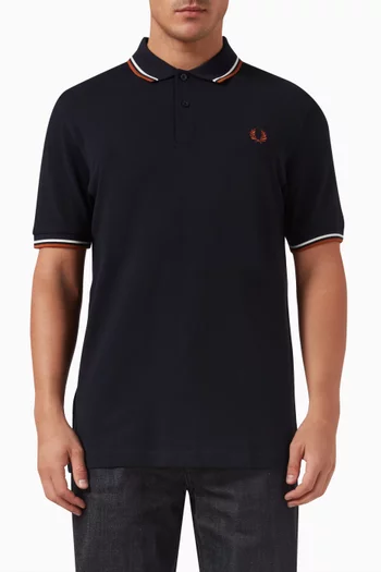 Twin Tipped Logo Polo Shirt in Cotton Piqué