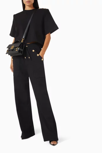Button-detailed Crop Sweatshirt in Cotton