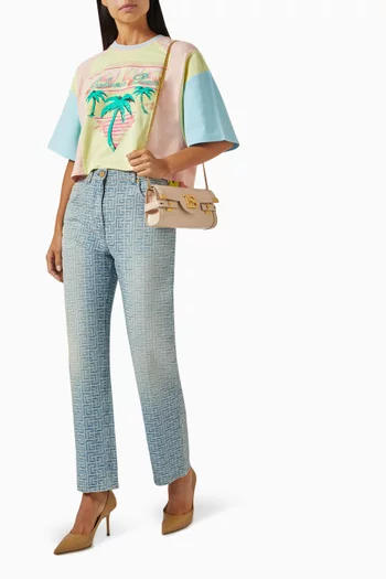 Printed Crop T-shirt in Organic Cotton-jersey