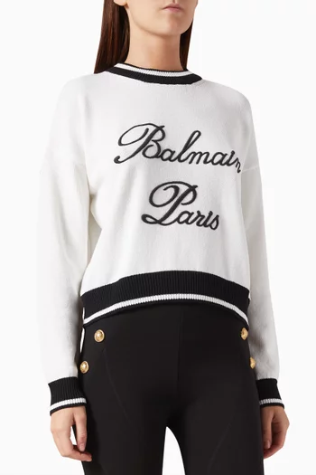 Logo Embroidered Pullover in Cotton-blend