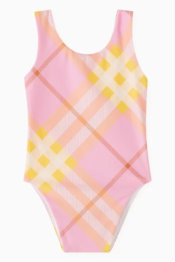 Check Print One-piece Swimsuit