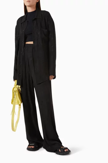 Tropical Flowers Minimal Large Fit Shirt in Silk Jacquard