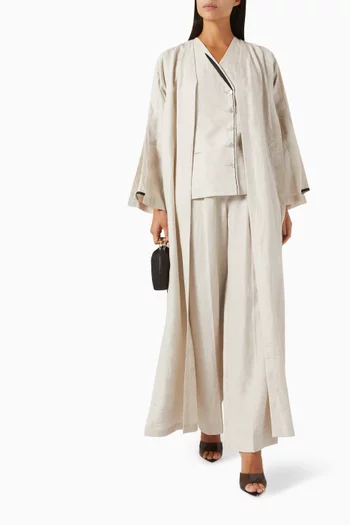 Embroidered Overlap Vest in Linen