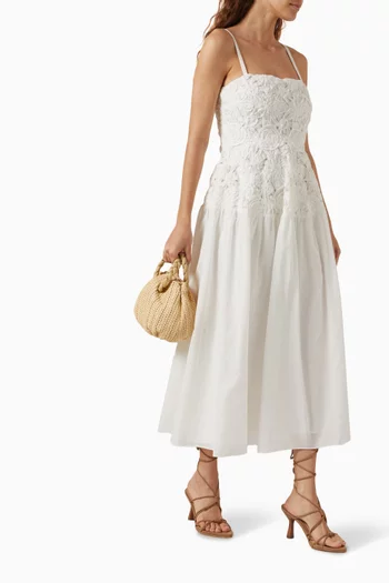 Veronica Textured Midi Dress in Cotton