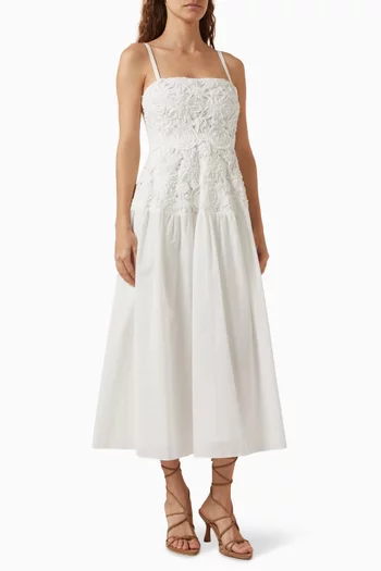 Veronica Textured Midi Dress in Cotton