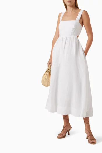 Dalia Embroidered Maxi Dress in Ramie