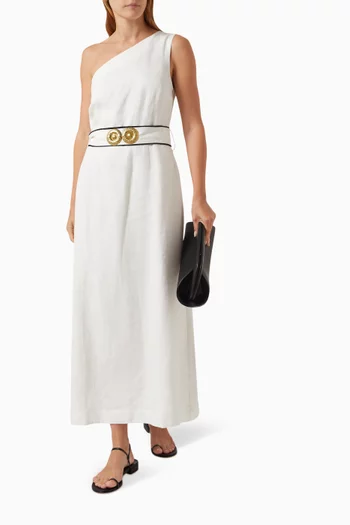 Ino One-shoulder Midi Dress in Linen