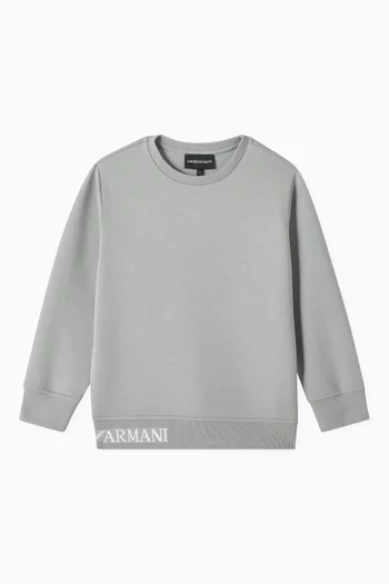 Buy Emporio Armani Blue EA Logo Sweatshirt in Jersey For Boys Online Ounass UAE