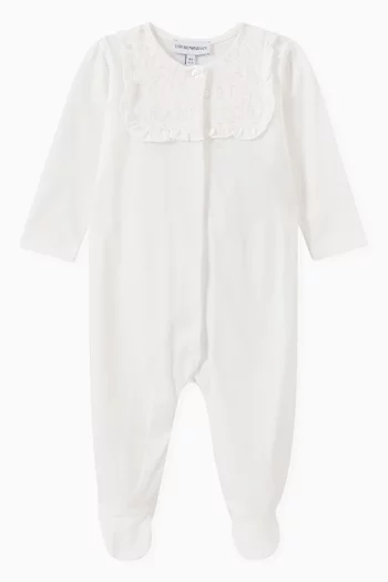 Ruffle Logo Jumpsuit in Cotton