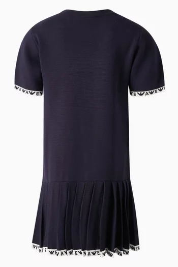 Logo Pleated Dress in Knit