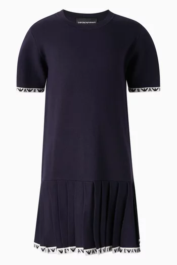 Logo Pleated Dress in Knit