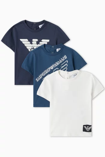 Graphic Logo T-shirt in Cotton, Pack of Three