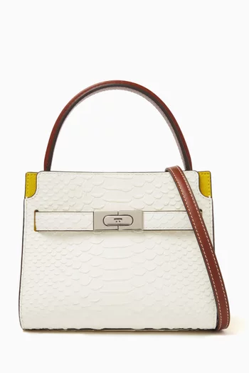 Petite Lee Radziwill Double Bag in Snake-embossed Leather