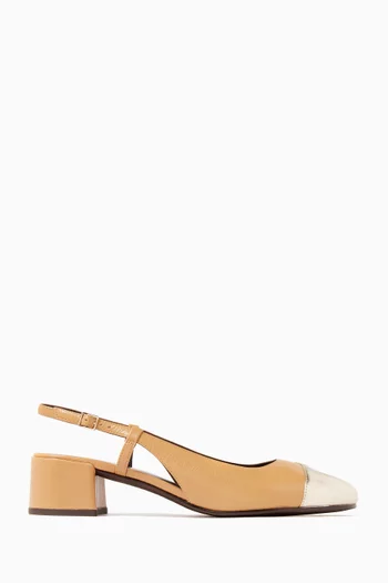 Cap-toe 45 Slingback Pumps in Leather