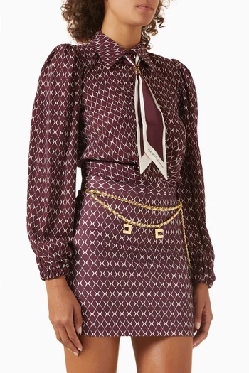 Diamond-print Cropped Blouse in Georgette