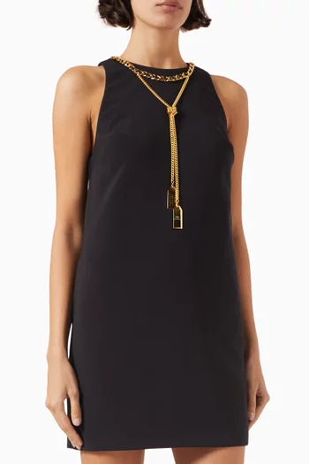 Sleeveless Mini Dress with Necklace in Stretch Crêpe