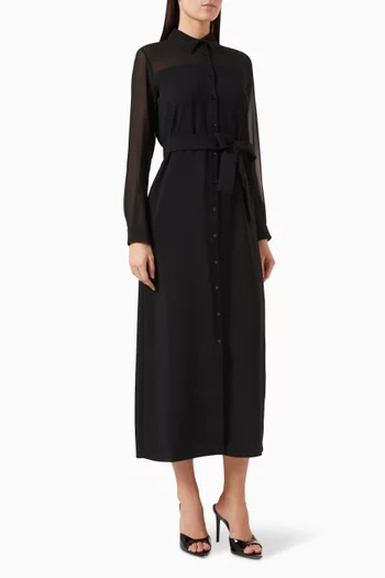 Uruguay Shirt Midi Dress in Georgette
