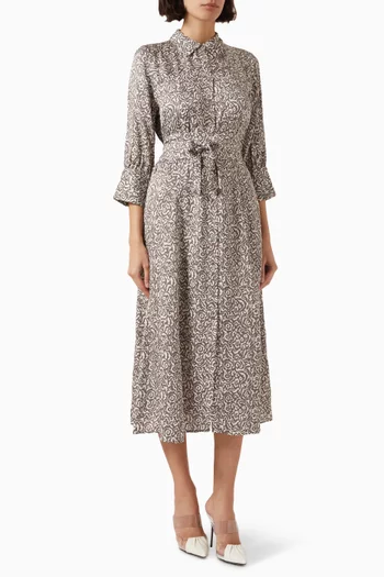 Gerusa Printed Shirt Midi Dress in Viscose