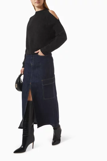 Shoulder Cut-out Sweater in Wool Blend