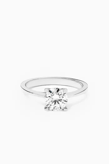 Solitaire Cubic Zirconia Ring in Rhodium-plated Sterling Silver
