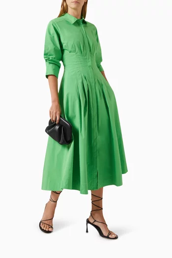 Jazz Pintuck Midi Dress in Cotton Blend