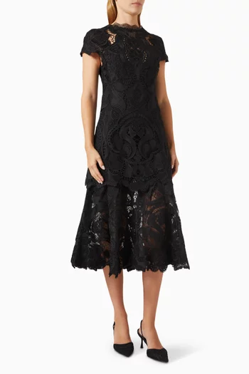 Laura Guipure Midi Dress in  Lace