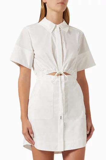 Marcy Tie-up Mini Shirt Dress in Cotton Blend