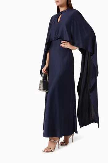Amory Cape Maxi Dress in Satin