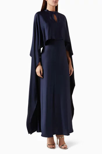 Amory Cape Maxi Dress in Satin
