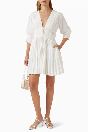 Steph Pleated Mini Dress in Cotton-blend