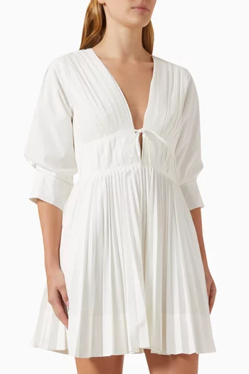 Steph Pleated Mini Dress in Cotton-blend