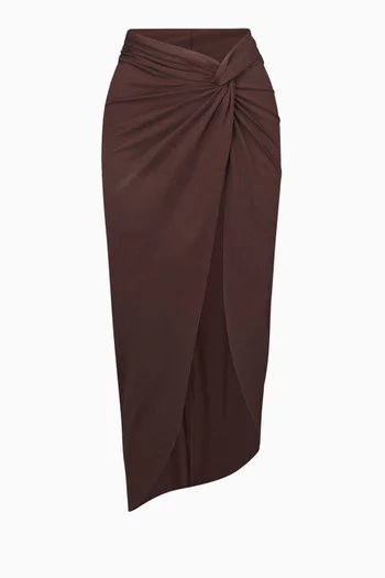 Sarong Midi Skirt in Stretch Recycled-nylon