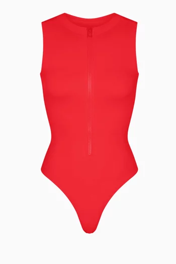 Zipped Sleeveless One-piece Swimsuit