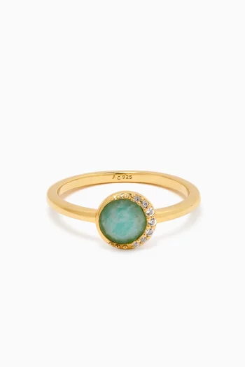 Luna Amazonite & Sapphire Ring in 18kt Gold Vermeil