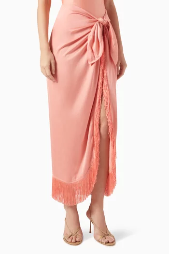 Clemmy Fringe-trim Sarong in Recycled Polyester Blend