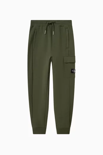 Logo Badge Cargo Sweatpants in Cotton