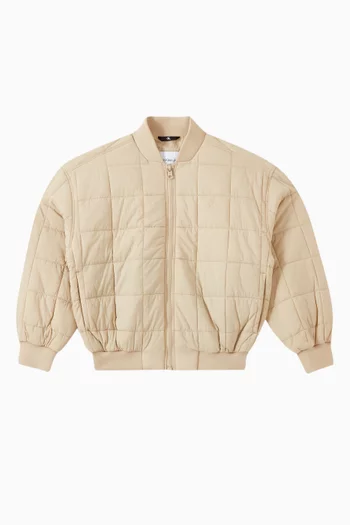 Boxy Quilted Bomber Jacket in Nylon