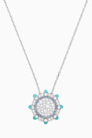 Tip-Top Diamond & Sea Blue Chalcedony Necklace in 18kt White Gold