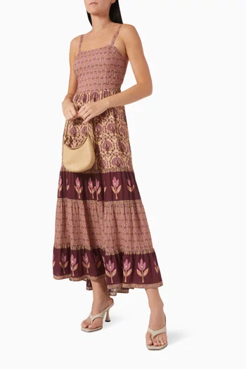 Chateau Lace-up Maxi Dress in Viscose Blend