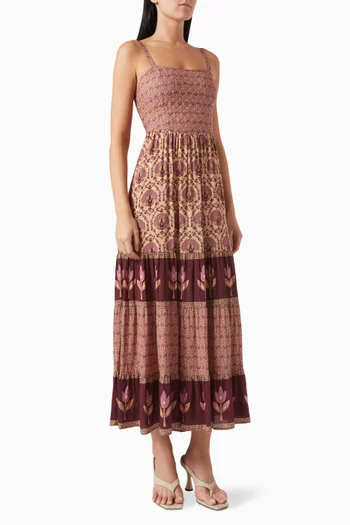 Chateau Lace-up Maxi Dress in Viscose Blend