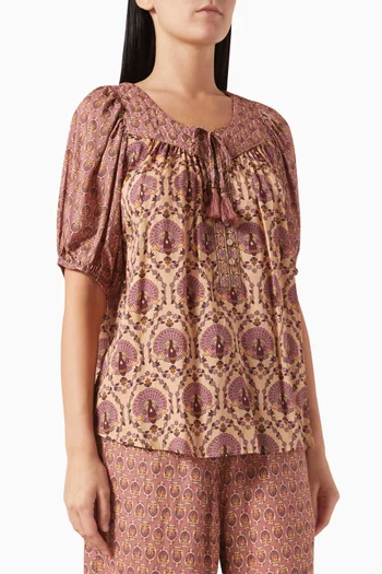 Chateau Short-sleeve Blouse in Viscose Blend