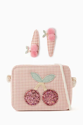 Cherry Crossbody Bag & Matching Hair Clip Set
